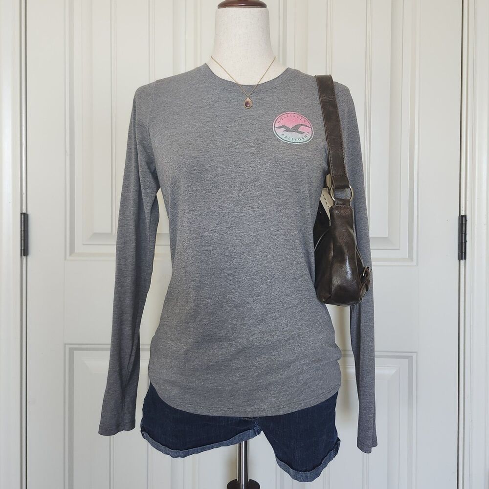 Hollister Grey Sunset Graphic Long Sleeve Size M